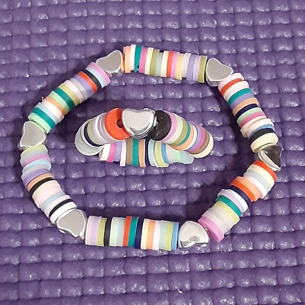 Silver Heart Finger Band & Wristband Set